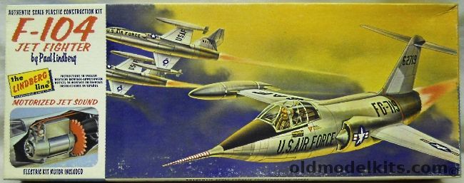 Lindberg 1/48 F-104 Jet Fighter Motorized Jet Sound, 308M-129 plastic model kit
